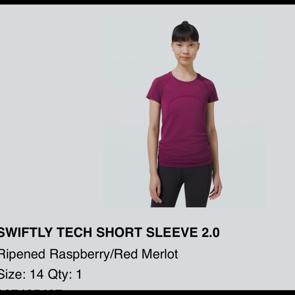 Lululemon swiftly tech short sleeve 2.0 size 14